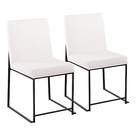 LumiSource High-Back Fuji Dining Chairs, Velvet, White/Black, Set Of 2 Chairs
