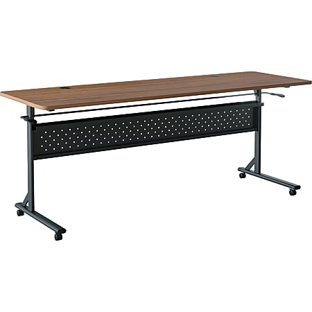 Lorell® Shift 2.0 Flip & Nesting Mobile Table, 29-1/2”H x 72”W x 24”D, Walnut/Black