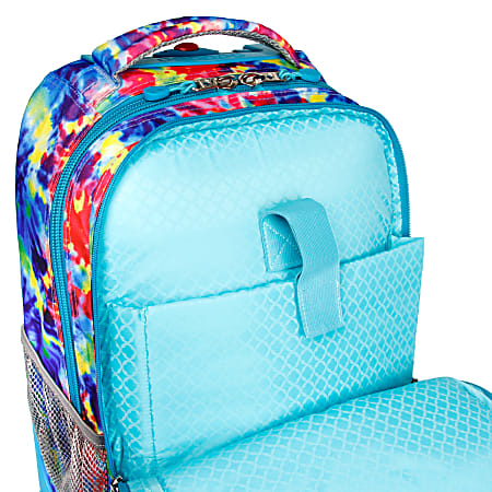 Tie dye top rolling backpack