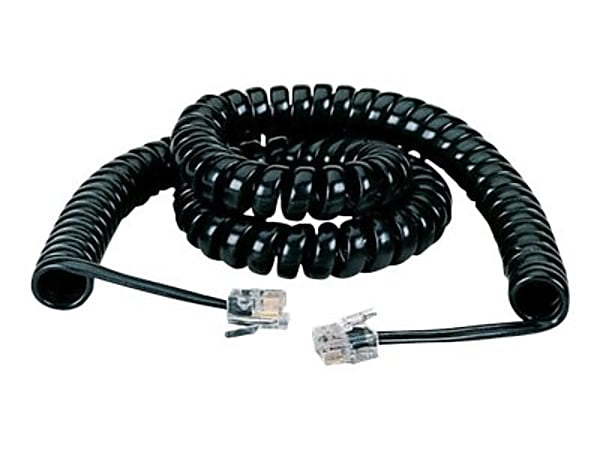 Black Box Telephone Handset Cord Coiled, 12-ft. - Phone line cable - RJ-22 male to RJ-22 male - 12 ft - black