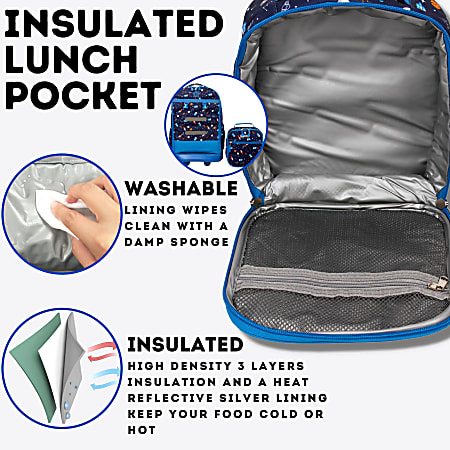 Rolling backpack with lunch bag top