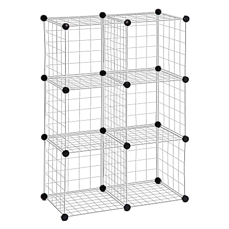 Honey-can-do SHF-01794 6-Pack Modular Mesh Storage Cube, Silver - 43" Height x 14.3" Width28.9" Length - Heavy Duty, Interlockable, Stackable, Sturdy - Silver - Steel - 6 Pack