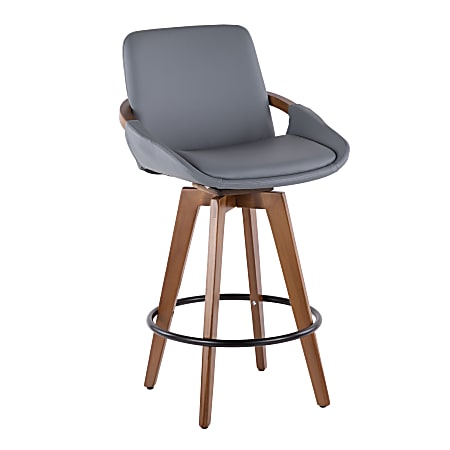 LumiSource Cosmo Counter Stools, Gray Seat/Walnut Frame