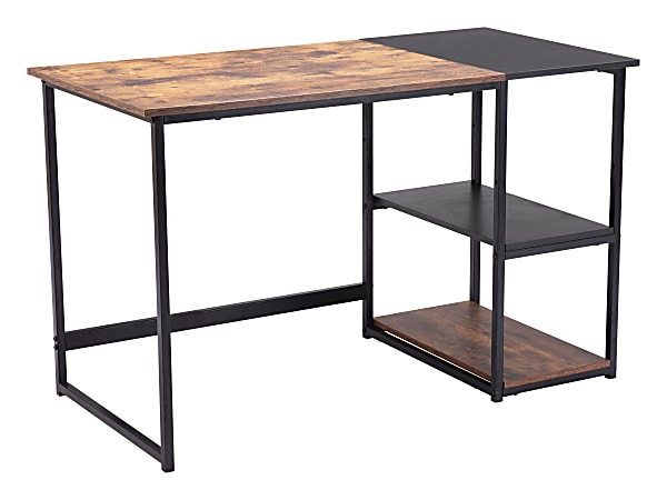 Zuo Modern Ukraine 48"W Writing Desk, Vintage Brown/Black