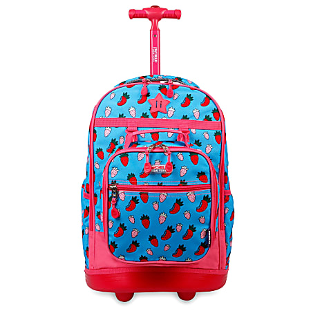 J World New York Kid's Duo Rolling Backpack With Lunch Box, Strawberry