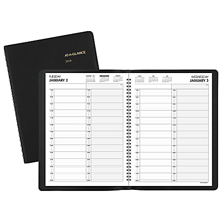 AT-A-GLANCE® 2-Person Daily Appointment Book, 8" x 10 7/8", Black, January to December 2018 (7022205-18)