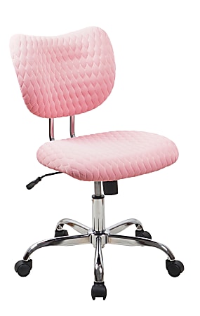 Realspace® Jancy Quilted Fabric Low-Back Task Chair, Pink/Chrome