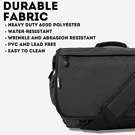 J World Thomas Polyester Laptop Messenger Bag 13 12 H x 17 W x 4 14 D Black Office Depot