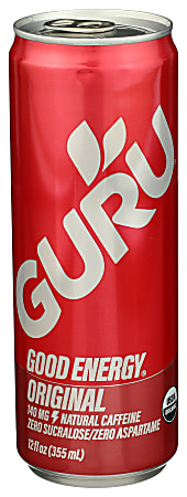 Guru Organic Energy Drinks, Original, 12 Oz, Total Qty 24