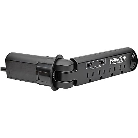 Tripp Lite 4-Outlet Surge Protector Power Strip Desk Grommet w/ USB Charging - 4 x NEMA 5-15R, 2 x USB - 1500 J - 120 V AC Input - 120 V AC, 5 V DC Output