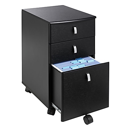 Realspace&reg; Mezza 19"D Vertical 3-Drawer Mobile File Cabinet, Black/Chrome