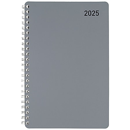 2025 Office Depot Weekly/Monthly Appointment Book, 5" x 8", Silver, January To December, OD710330