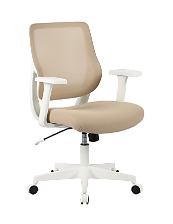 Realspace&reg; Sensi Mesh/Fabric Low-Back Task Chair, Oatmeal/White, BIFMA Compliant