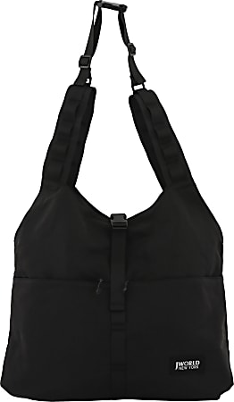 J World Polyester Utility Tote Bag, 18"H x 13"W x 3"D, Black