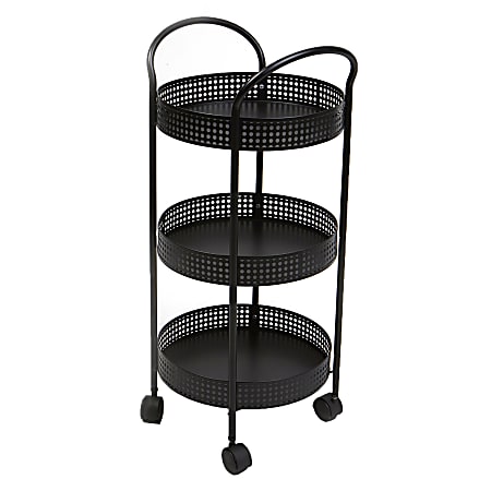 Mind Reader 3-Shelf Steel Utility Cart, 27"H x 12"W x 12"D, Black