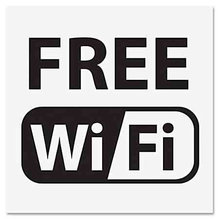 U.S. Stamp & Sign Free Wi-Fi Window Sign - 1 Each - Free Wi-Fi Print/Message - Plastic - Black, White