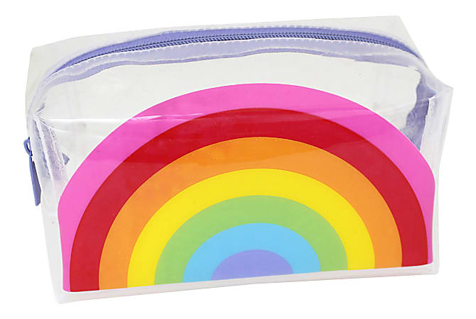 Office Depot® Brand Poly Pencil Pouch, 4" x 7", Clear/Rainbow