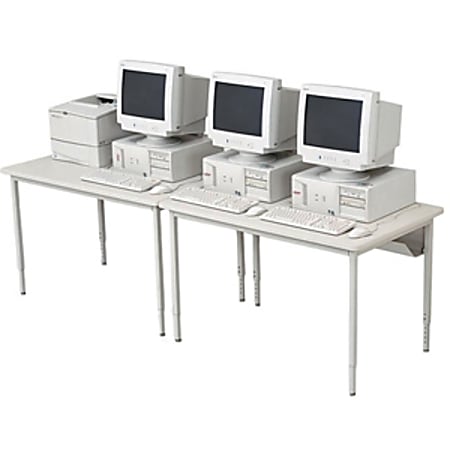 Bretford® Basic Quattro Computer Table, 32”H x 72"W x 30"D, Mist Gray, QWTCP3072
