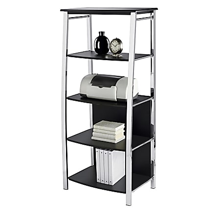 Realspace® Mezza 60"H 4-Shelf Bookcase, Black/Chrome