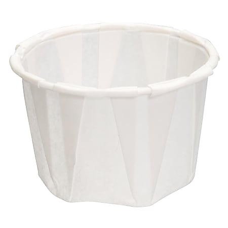Genpak® Squat Pleated Paper Portion Cups, 1.25 Oz, White, 250 Cups Per Bag, Carton Of 20 Bags