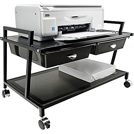 Vertiflex® Steel Underdesk Machine Stand With 2 Drawers, 15 7/16"H x 25 5/16"W x 15 13/16"D, Black
