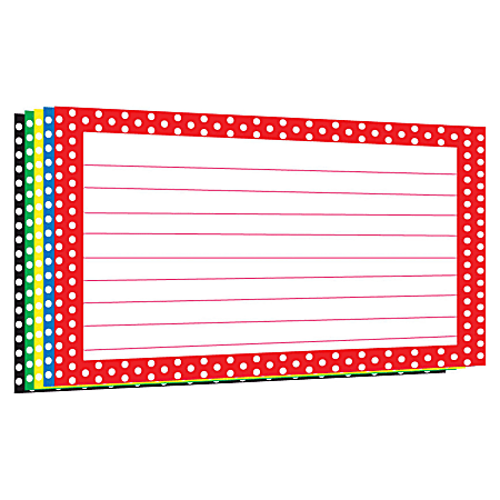 Top Notch Teacher Products Border Index Cards, 4" x 6", Polka Dot, 75 Index Cards Per Pack, Bundle Of 12 Packs