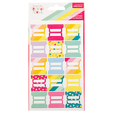 American Crafts Damask Love Colorfun Planner Tab Stickers, Assorted Colors, Pack Of 30 Tabs