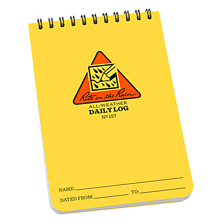 Rite in the Rain All-Weather Spiral Notebooks, Job Safety Daily Log, 4" x 6", 100 Pages (50 Sheets), Yellow/Orange, Pack Of 12 Notebooks