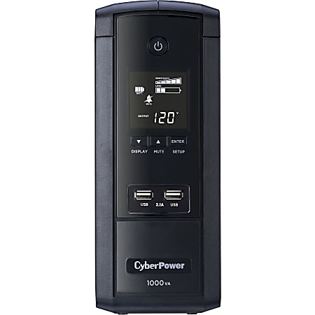 CyberPower BRG1000AVRLCD Intelligent LCD UPS Systems - 1000VA/600W, 120 VAC, NEMA 5-15P, Mini-Tower, 10 Outlets, PowerPanel® Personal - BRG1000AVRLCD