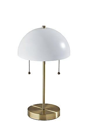 Adesso® Bowie Table Lamp, 18"H, Antique Brass Base/White Shade