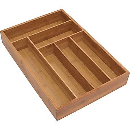 Lipper Bamboo Flatware Organizer, 6 Compartments - 6 Compartment(s) - 2.5" Height x 11.8" Width x 17.5" Depth - Bamboo