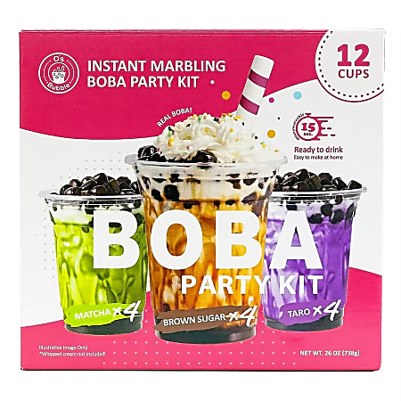 O’s Bubble Instant Marbling Boba Party Kit, 26 Oz, Case Of 12 Boba Packs