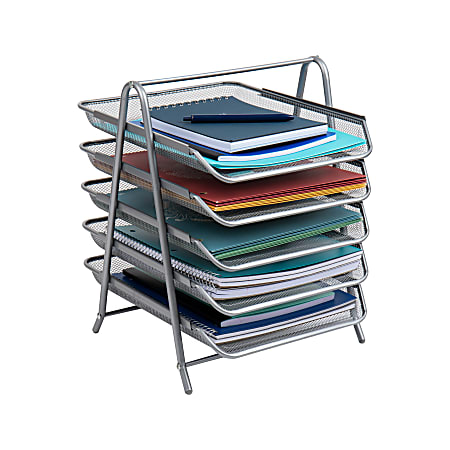 Mind Reader Network Collection 5-Tier Paper Tray File Storage, 14-1/2 H x  14 W x 11-3/4 D, Black