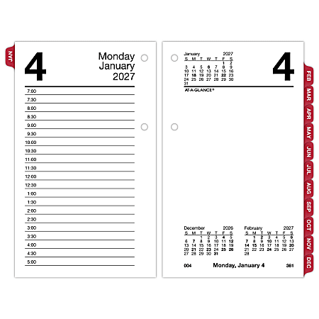 AT-A-GLANCE® 2027 Daily Loose-Leaf Desk Calendar Refill with Monthly Tabs, Standard, 3 1/2" x 6"
