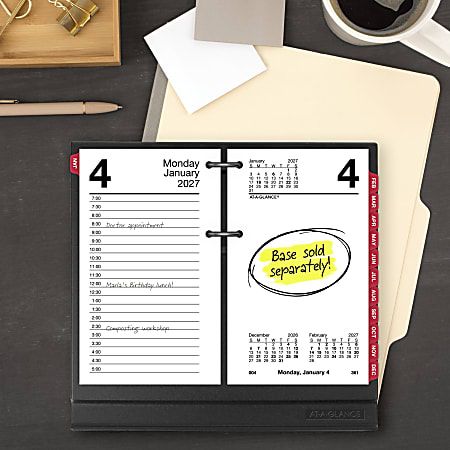 AT A GLANCE 2027 Daily Loose Leaf Desk Calendar Refill with Monthly ...