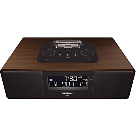 Sangean WR-5 Desktop Clock Radio - 5 W RMS - Stereo - Apple Dock Interface