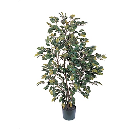 Nearly Natural 4'H Silk Ficus Tree With Pot, Green