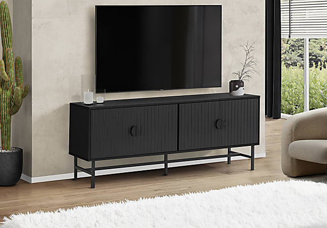 Monarch Specialties Austin TV Stand For 58" TVs, 23-3/4”H x 59”W x 15-1/2”D, Black