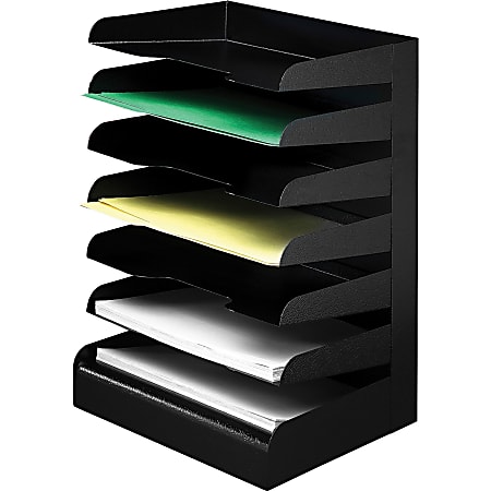 Buddy Horizontal Desktop Organizers - 7 Tier(s) - Desktop - Black - Steel - 1 Each