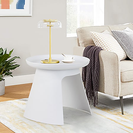 Glamour Home Balius Plastic Round End Table, 18-1/4"H x 19-1/2"W x 19-1/2"D, White