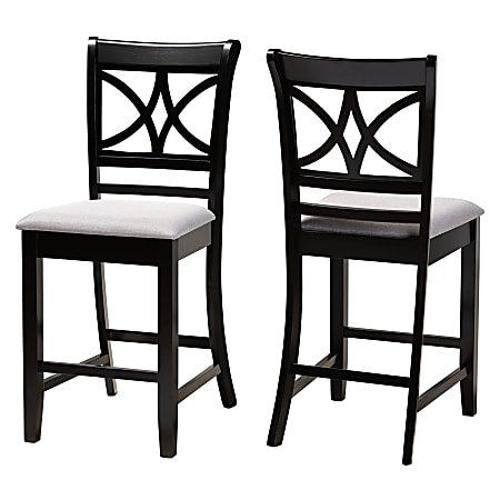 Baxton Studio Chandler Counter Stools, Gray/Espresso Brown, Set Of 2 Stools