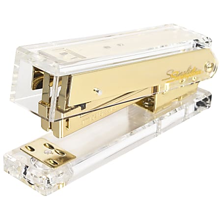 Swingline&reg; Compact Acrylic Stapler, 20 Sheets, Half Strip, Clear/Gold