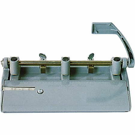 SKILCRAFT Heavy-Duty 3-Hole Punch, 13/32" Holes, Gray (AbilityOne 7520-00-263-3425)