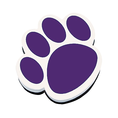 Ashley Productions Magnetic Whiteboard Erasers, 3 3/4", Purple Paw, Pack Of 6