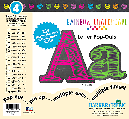 Barker Creek® Letter Pop-Outs, 4", Rainbow Chalk, Set Of 255