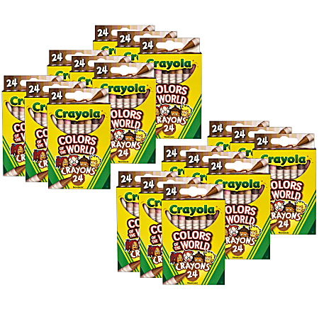 Crayola Colors Of The World Crayons, Assorted Colors, 24 Crayons Per Pack, Set Of 12 Packs