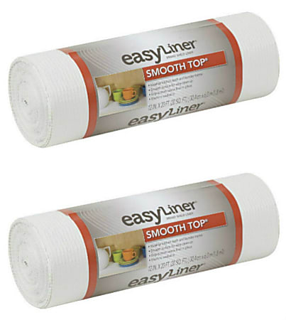 Duck® Brand 855145 Smooth Top EasyLiner Non-Adhesive Shelf And Drawer Liner, 12" x 20', White, Pack Of 2 Rolls