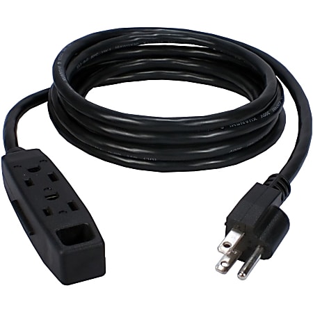 QVS 3-Pack 3-Outlet 3-Prong 25ft Power Extension Cord - NEMA 5-15P - 3 x NEMA 5-15R - 25 ft Cord - 13 A Current - 120 V AC Voltage - 1625 W - Wall Mountable - Black