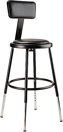 National Public Seating 6400 Adjustable-Height Task Stool, Black Seat/Black Frame, Quantity: 1