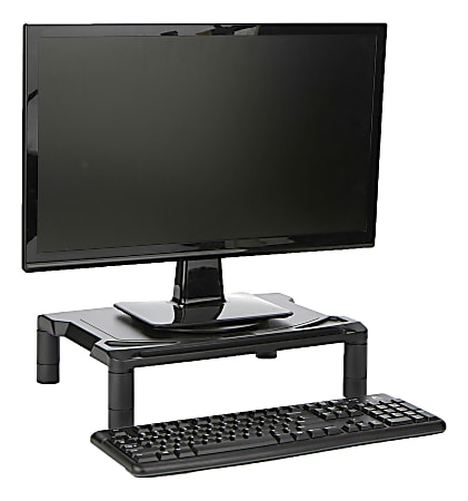 Mind Reader Rotative Extra-Wide Adjustable Monitor Riser, 3-5/16"H x 15-3/4"W x 11"D, Black